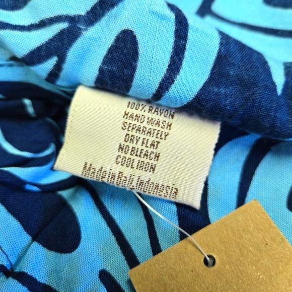 NAPUA | Honolulu Monstera Rayon Cover Up Dress in Blue sz OS - Picture 5 of 7
